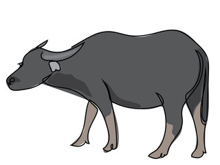 Buffalo is in a continuous line drawing style on a white background.