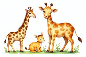 Naklejka premium Watercolor safari animal illustration on white background, tropical animals,