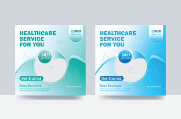 Medical healthcare banner social media Instagram post design template