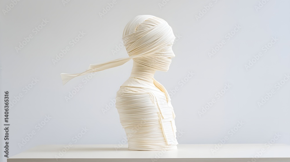 Aufkleber a captivating sculptural figure composed of delicate flowing fabric that evokes a sense of grace eth
