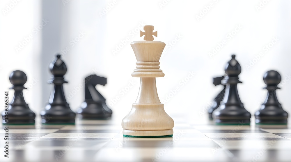 Poster a chessboard with chess pieces symbolizing the strategic competition and decision making in the busi