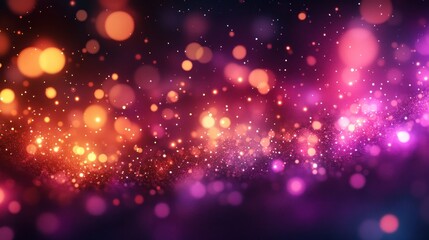 Obraz premium Abstract festive bokeh background. A vibrant display of colorful, blurred lights. Soft, glowing particles create a magical atmosphere