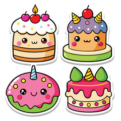 Cute Cartoon Cakes and Donuts