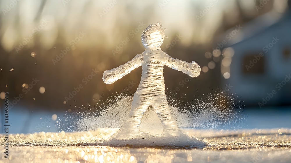 Fototapete a delicate translucent figure sculpted from ice with light softly shimmering through its crystalline