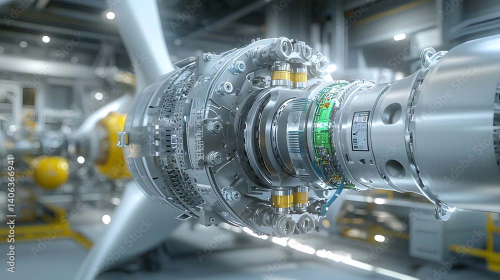 Poster a detailed look at the complex mechanical and hydraulic components that power a wind turbine reveali