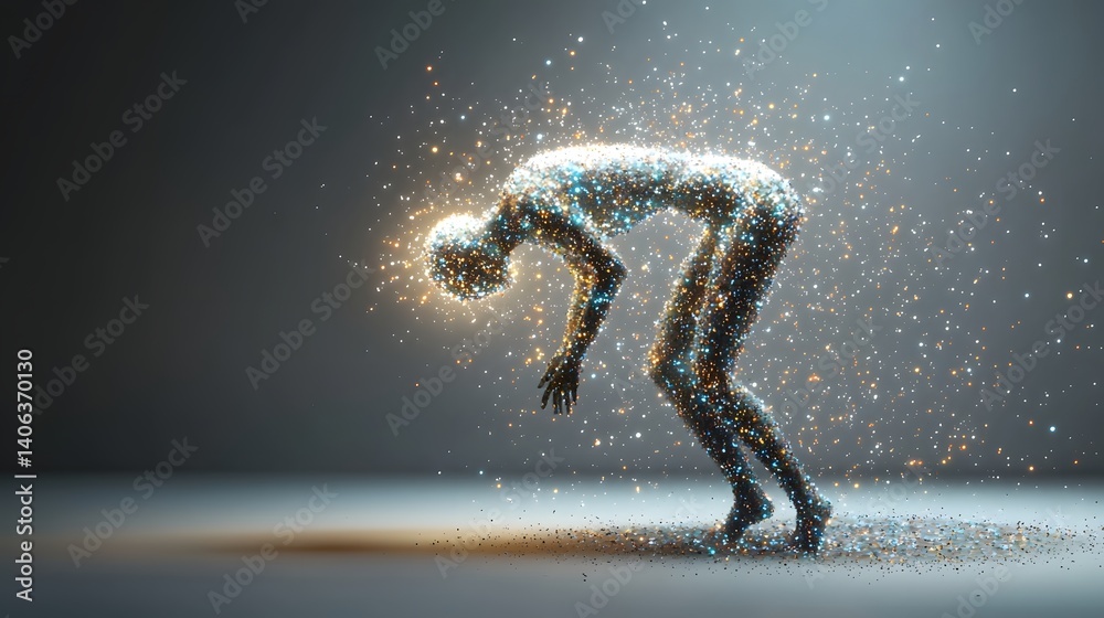 Poster a silhouetted human figure appears to be composed of a swirling glowing galaxy of stars cosmic dust 