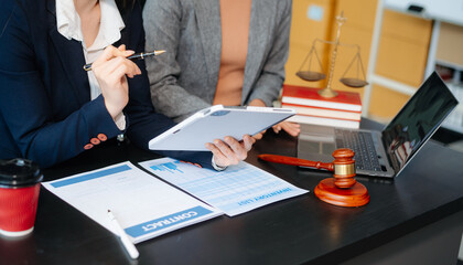 Business and Male lawyer or judge consult having team meeting with client, Law and Legal services...