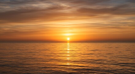 Fototapeta premium Ocean Sunset with Golden Light Reflecting on Water Surface