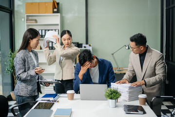 workplace stress and conflict with this intense scene of professionals in a heated office discussion with team member, bad work