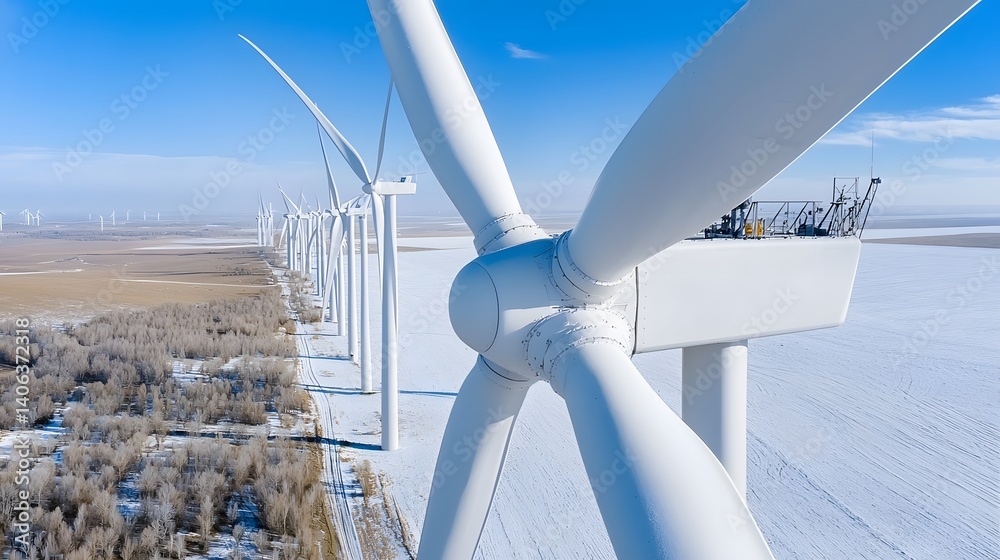 Poster aerial drone shot capturing the intricate patterns and heat differences between the spinning wind tu