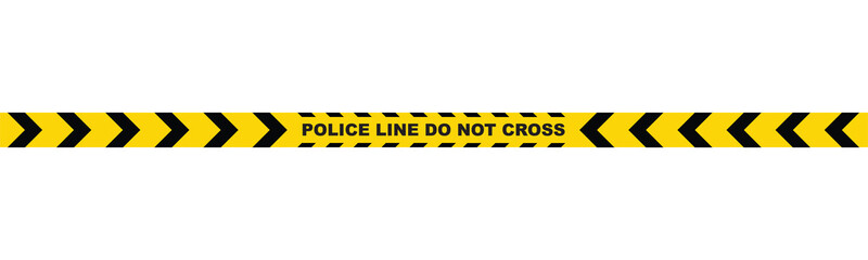 Warning tapes lines for restriction of criminal accident zones. Police line do not cross sign. Black and yellow police stripe border. Barrier borders for crime places or construction works