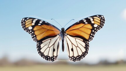 Fototapeta premium Closeup of a butterfly with delicate orange and brown wings