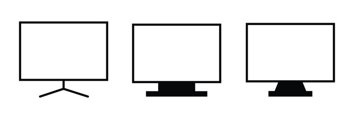 set of computer icon. monitor icon with flat style.