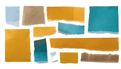 Texture of torn square pieces of paper on white