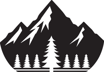 Black and white mountain icon