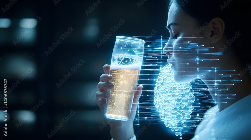 Leinwandbilder glowing holographic interface showcasing the dynamic flow of digital information and technological i