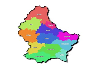 High-resolution illustration of the map of Luxembourg, showcasing the complete geographical shape of the country