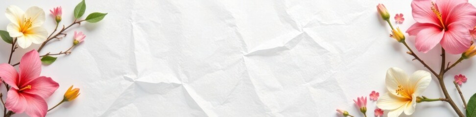 Obraz premium Softly wrinkled white paper background with visible fibers and slight creasing, textured white paper, wrinkled paper