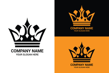 A modern and stylish crown logo design for businesses with customizable company name and slogan