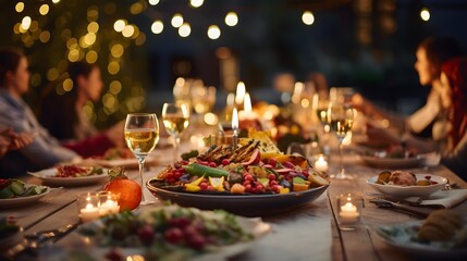 Fototapeta premium Festive Outdoor Dinner Party with Friends and Family