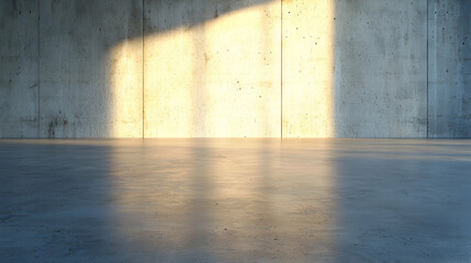 Fototapeta premium Empty concrete space bathed in golden sunlight