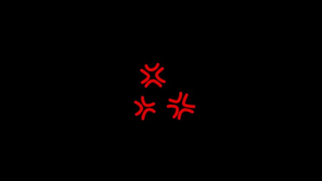 Cute scribble icon with emotion expression, rough pencil crayon style effect symbol, cartoon, spark, fireworks, red line, sketch animation element on transparent background