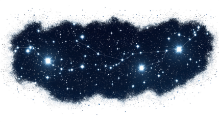 Constellation Big Dipper with stars, clean outline, isolated on white background