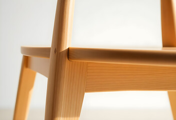 close up of a wooden chair with a white background