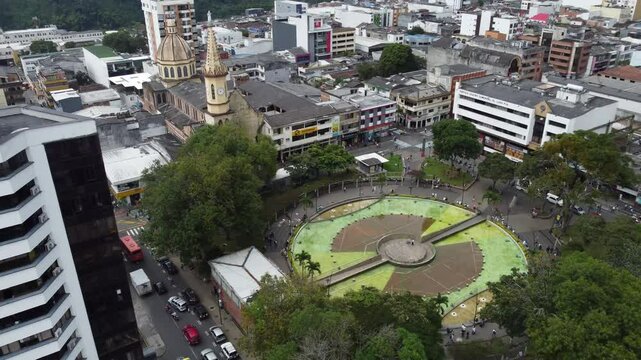 Aerial images of Pereira, Colombia. Aerial images of Pereira, Colombia. With aerial view of Plaza Simon Bolivar, the main cathedral of Pereira