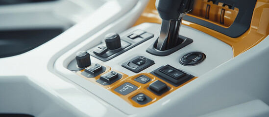 Detailed view of hydraulic control levers in excavator

