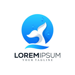 Abstract whale logo design