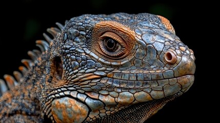 Obraz premium Close-up of iguana head, detailed scales and eye