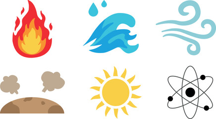 火力発電原子力発電など発電種類のアイコンセット