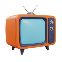 Retro television cartoon render design isolated on white background