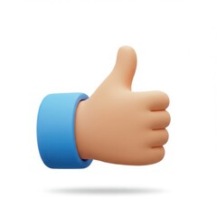 Cartoon hand giving thumbs up gesture isolated on white background