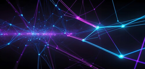 Fototapeta premium Futuristic Digital Network of Glowing Connections and Data Nodes