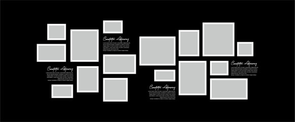 Pictures or photos frame collage. comics page grid layout abstract photo frames and digital photo wall template