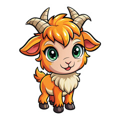 Cute orange goat cartoon character