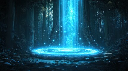 Naklejka premium Mystical portal in dark forest