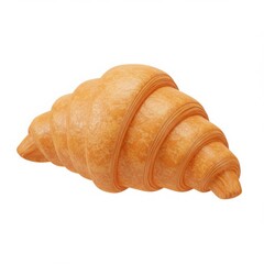 A single croissant pastry item lying horizontally isolated on white background