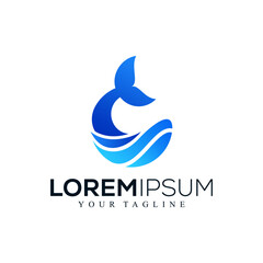 Abstract whale logo design