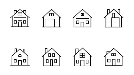 Fototapeta premium A silhouette house icon set line art on white background 