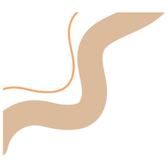 Minimalist abstract shape in green and orange with curved and dotted lines. Great for modern design, background art, or visual decoration.