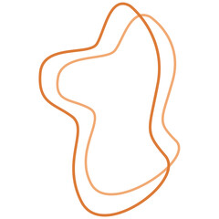 An abstract orange line forming a fluid, organic shape. Ideal for use in minimalist designs, modern illustrations, or decorative visual compositions.


