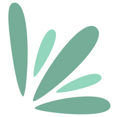 Abstract green leaf or petal shapes in a modern flat style. Great for nature-themed, botanical, or eco-friendly graphic design and decoration.