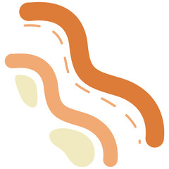 Abstract wavy orange shapes and pastel elements in a minimal style. Suitable for decorative backgrounds, trendy illustrations, and modern graphic design.