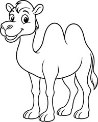 Cartoon Camel Outline Illustration for Kids Coloring Book – Desert Animal Educational Activity