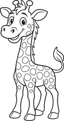 Giraffe Coloring Page for Kids – Jungle Animal Line Drawing for Educational Use
