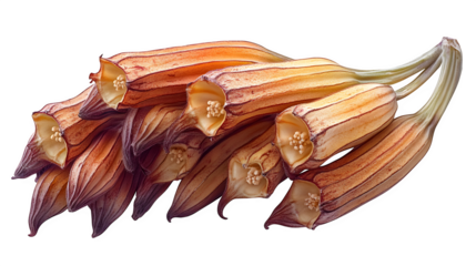 Fresh okra abelmoschus esculentus pods isolated on white background, HD and realistic