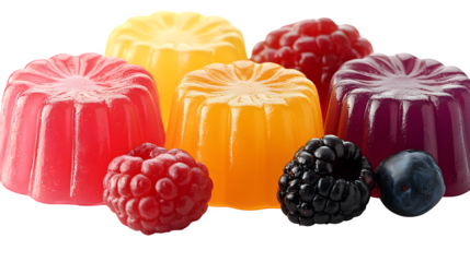 Fruity gelatin dessert glossy texture isolated on white background